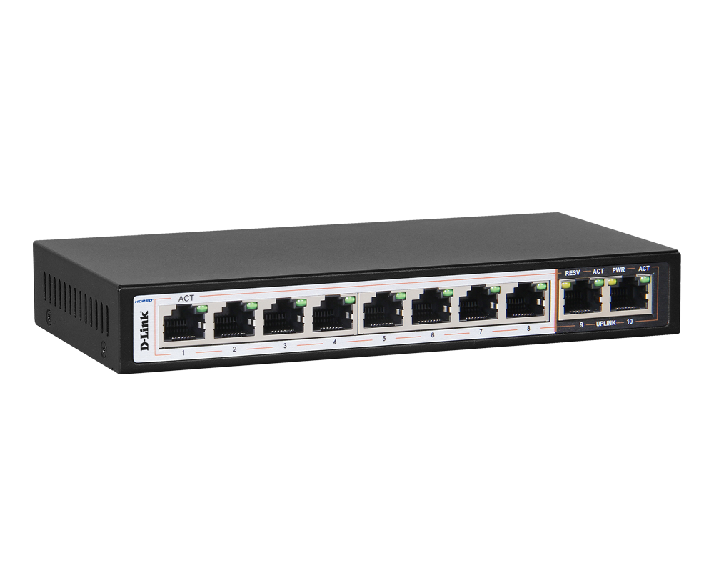 DESF1010PE side D-LINK DES-F1010P-E 250M 10-PORT 10/100 SWITCH WITH 8 POE PORTS - Image 2