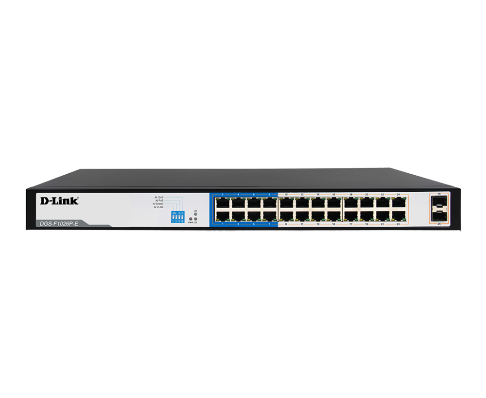 D-LINK DGS-F1026P-E 24-PORT 1000 MBPS GIGABIT SWITCH POE WITH 2 SFP PORTS