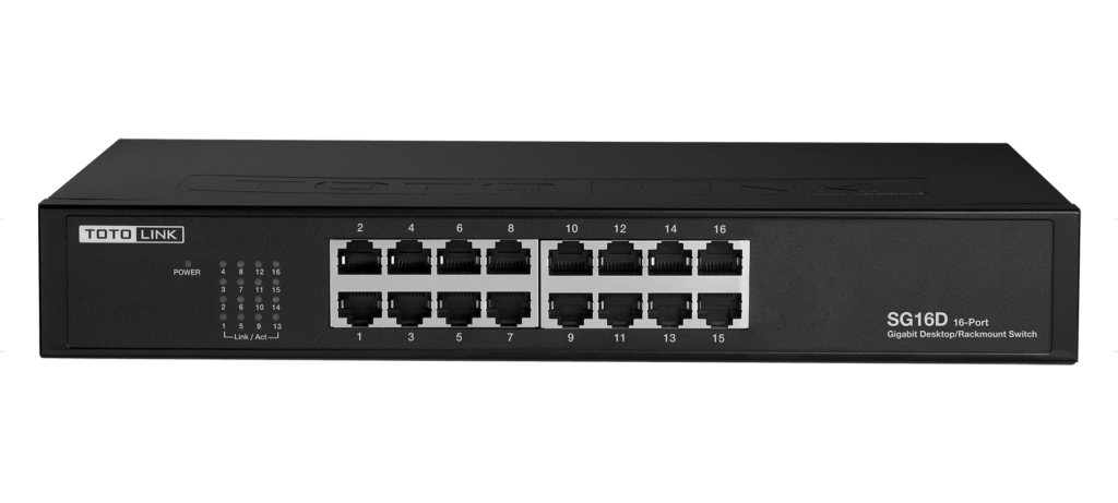 TOTOLINK SG16D 16 PORT SWITCH GIGABIT 10/100/1000 MBPS DESKTOP / RACKMOUNT
