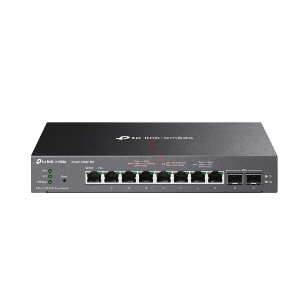 TP-Link Omada SG2210XMP-M2 Smart Managed Switch 8 Port 2.5G PoE+ 2 Port 10G SFP+ Fanless