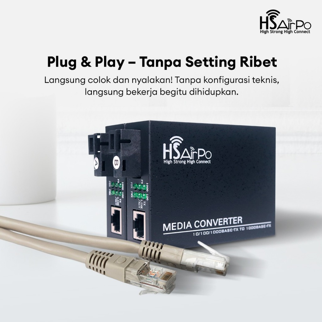 HSAIRPO CM1000 1 FO 1 LAN MEDIA CONVERTER  FIBER OPTIK GIGABIT 1FO 1LAN