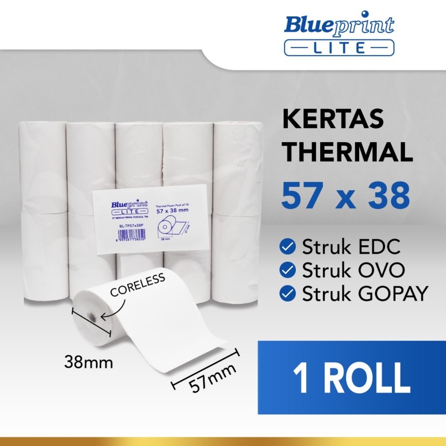 Blueprint Thermal Paper Roll Struk 57x38 (BP-TP57X38) | Kertas Struk Kasir Thermal