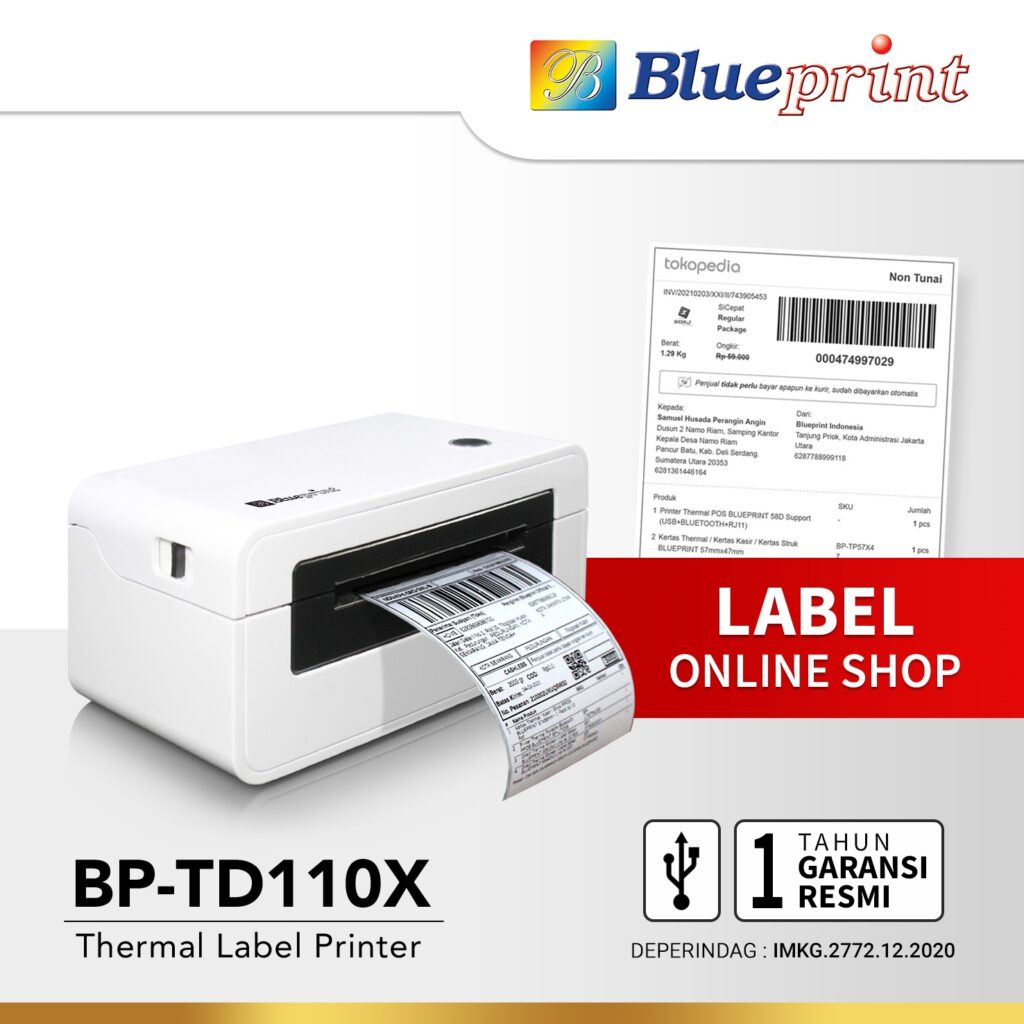 Printer Thermal Barcode Blueprint A6 BP-TD110X | Printer Label Thermal