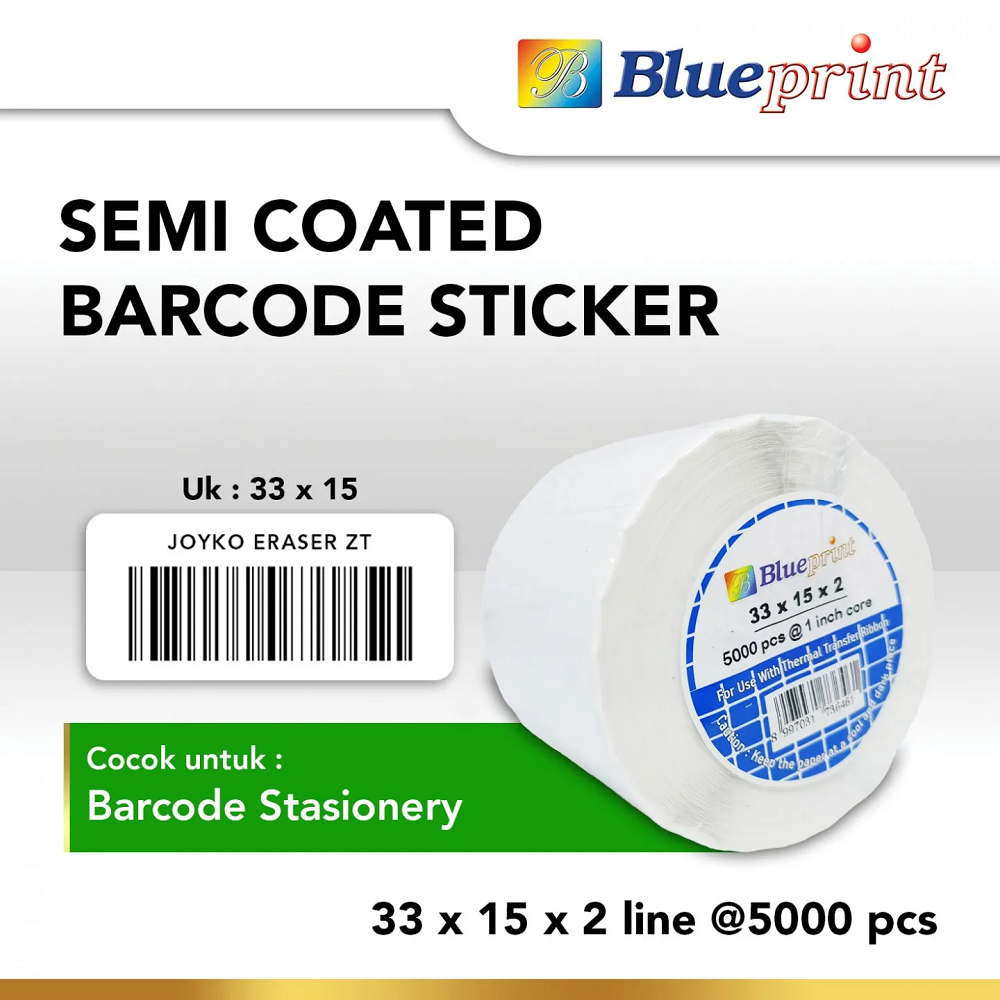 STICKER LABEL BARCODE BLUEPRINT 33X15X2 SEMI COATED ISI 5000PCS (BP-SCS33152)