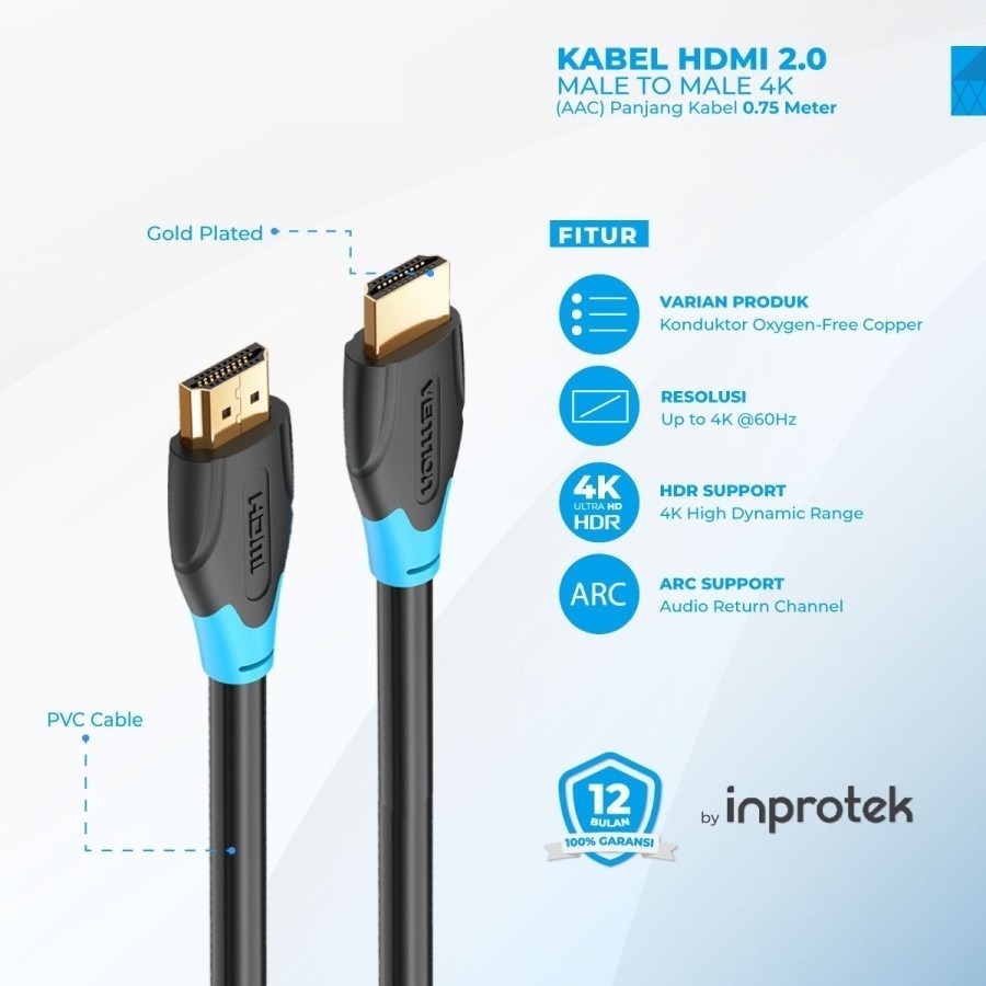 VENTION KABEL HDMI 2.0 MALE TO MALE 4K - AAC