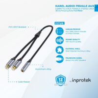 VENTION KABEL AUDIO FEMALE AUX 3.5MM TO 2-RCA JACK FEMALE STEREO - BCO