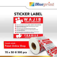 Blueprint Paper Sticker Fragile 70x50 mm Isi 500 Pcs | Label Pengiriman