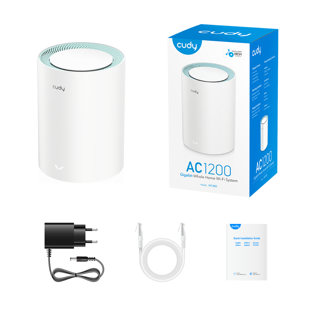 m1300-1pack-02 Cudy M1300 Mesh WiFi AC1200 Router Gigabit Port | 1Pack - Image 5