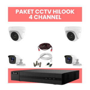 Paket CCTV HILOOK 4 Channel Lengkap DVR 4CH + Kamera 4 Unit + HDD 500GB | Bonus HDMI & LAN | Free Pemasangan