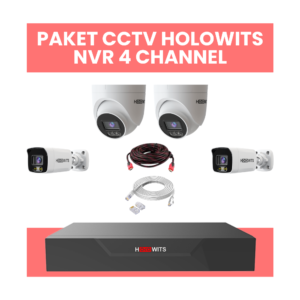 Paket CCTV IP HOLOWITS 4 Channel Lengkap NVR + Kamera Indoor Outdoor + HDD 1TB | Bonus HDMI & LAN | Free Pemasangan
