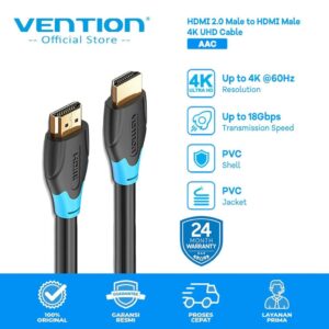 VENTION CABLE HDMI BLACK 2M AACBH HIGH SPEED QUALITY