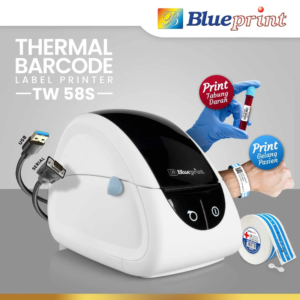 Blueprint TW58S Printer Thermal Barcode Wristband | Printer Gelang Pasien