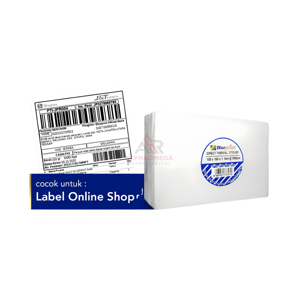 BLUEPRINT Paper Roll Direct Thermal Sticker 100x150x1 Core 1 Inch Label Resi Barcode