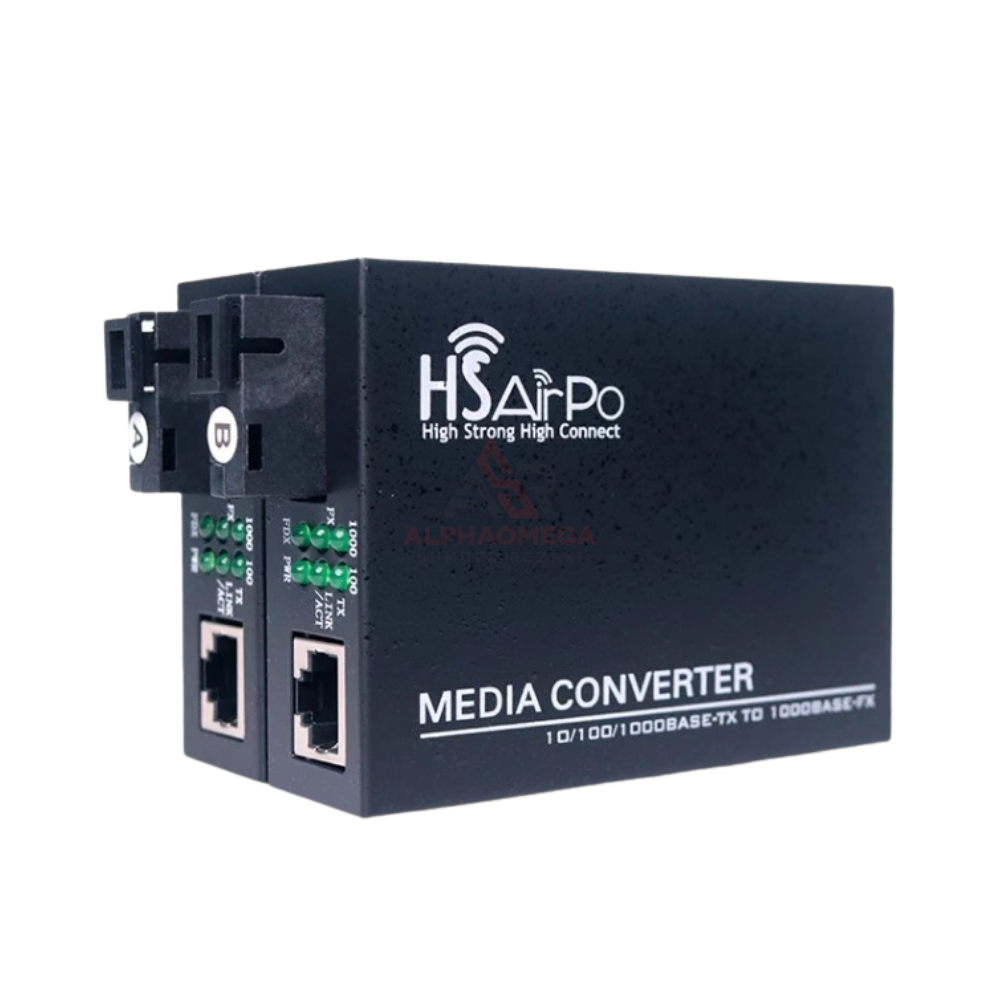 HSAIRPO FIBER ETHERNET MEDIA CONVERTER CM1000 Single Fiber Converter RJ45 to Fiber Optic