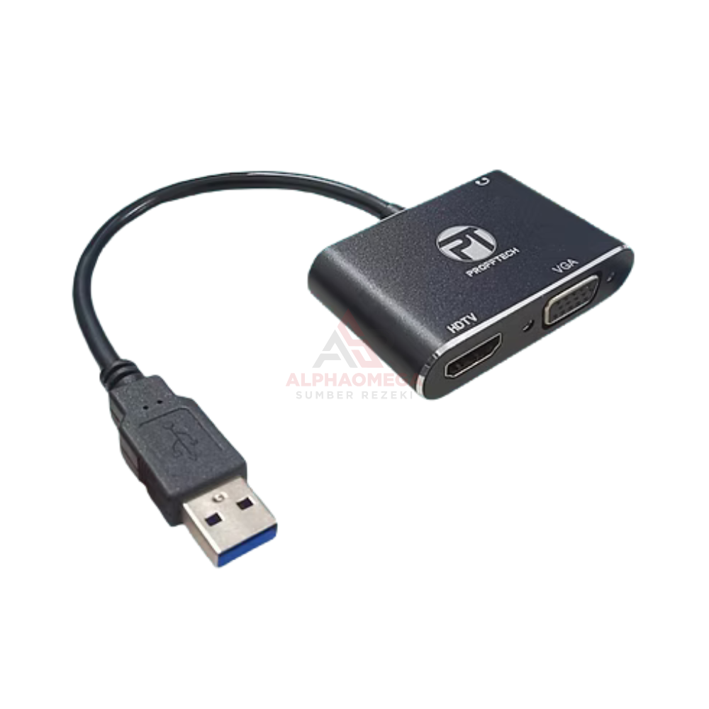 PROFFTECH CONVERTER CABLE USB 3.0 HDMI & VGA – Adapter USB ke HDMI dan VGA Dual Display, Support Full HD untuk Laptop & PC