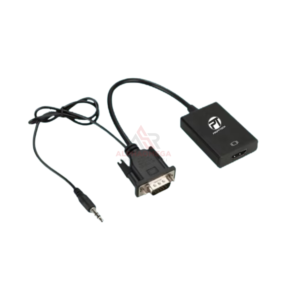 PROFFTECH CONVERTER CABLE VGA TO HDMI + AUDIO – Adapter VGA ke HDMI dengan Output Audio, Support Full HD Stabil untuk PC, Laptop & Monitor