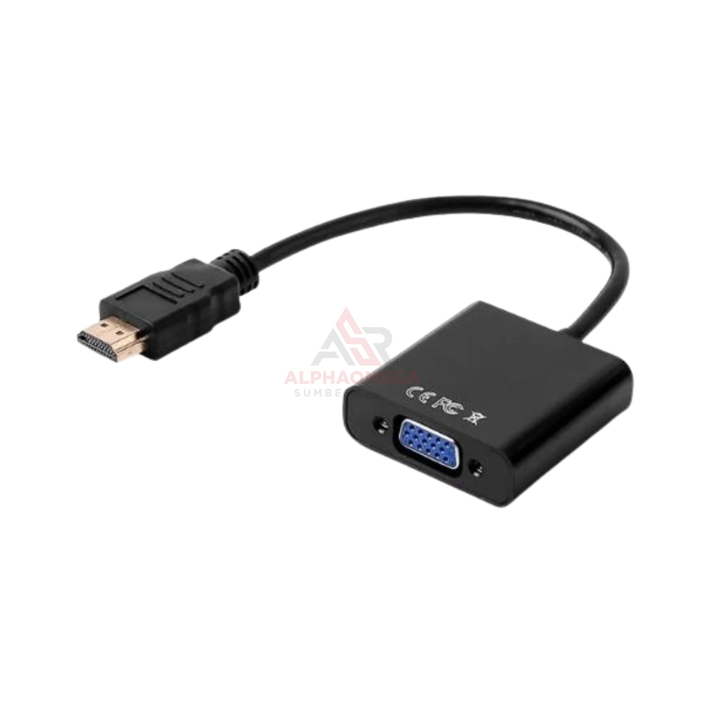 PROFFTECH CONVERTER HDMI TO VGA BLACK – Adapter HDMI ke VGA Stabil, Support Full HD untuk Monitor, PC & Proyektor