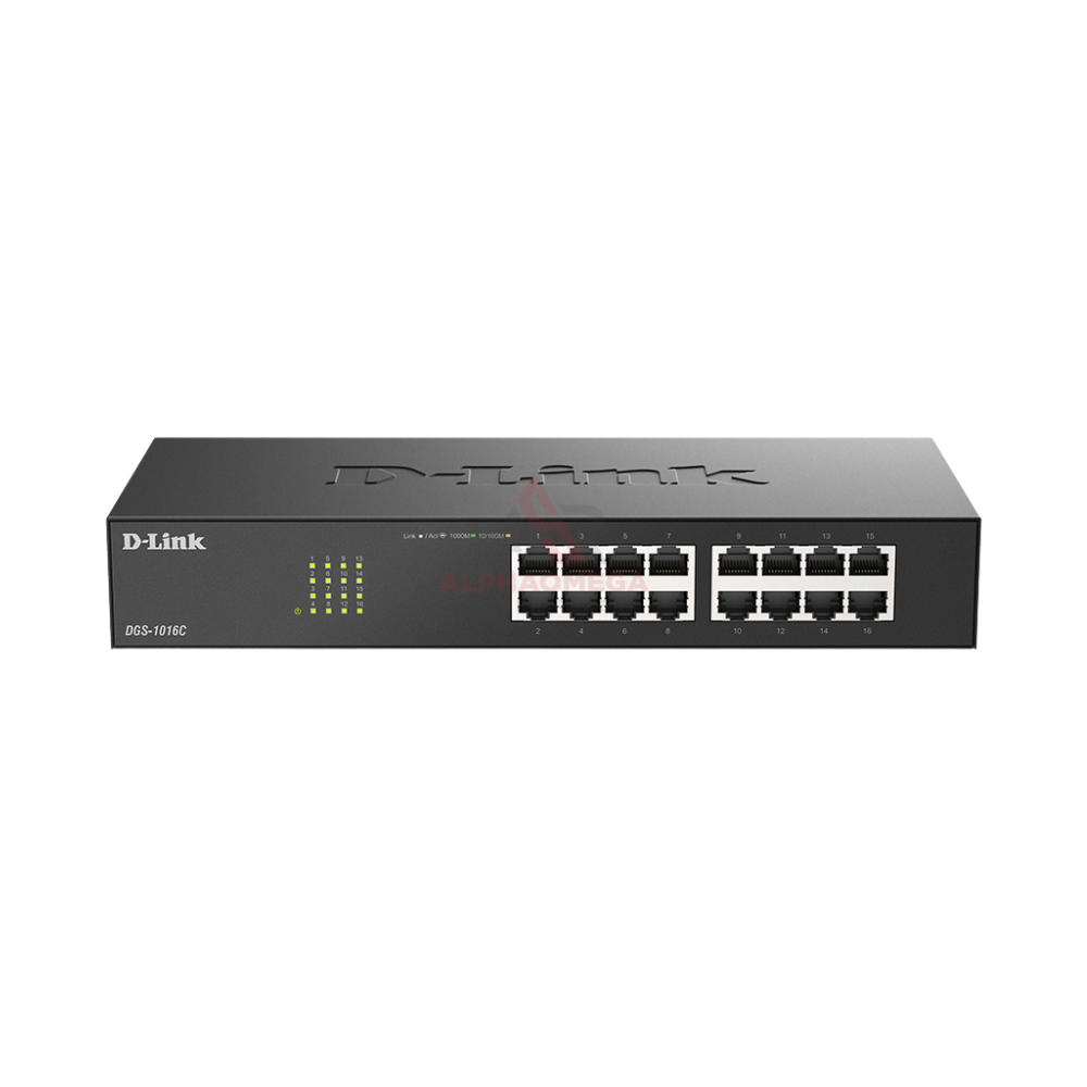 D-LINK SWITCH 16 PORT DGS-1016C Gigabit Unmanaged Desktop Switch 10/100/1000Mbps Plug & Play