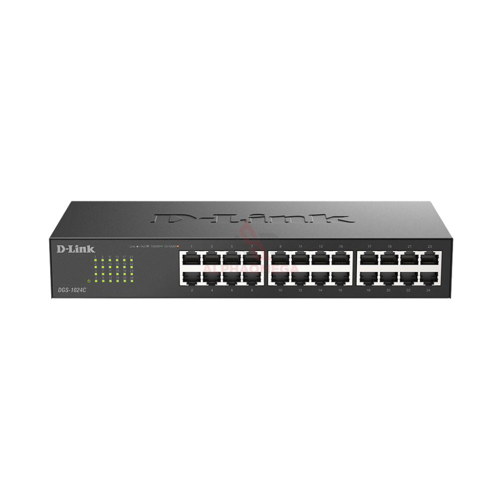 D-LINK SWITCH 24 PORT GIGABIT DGS-1024C Unmanaged Switch 10/100/1000Mbps Rackmount Desktop