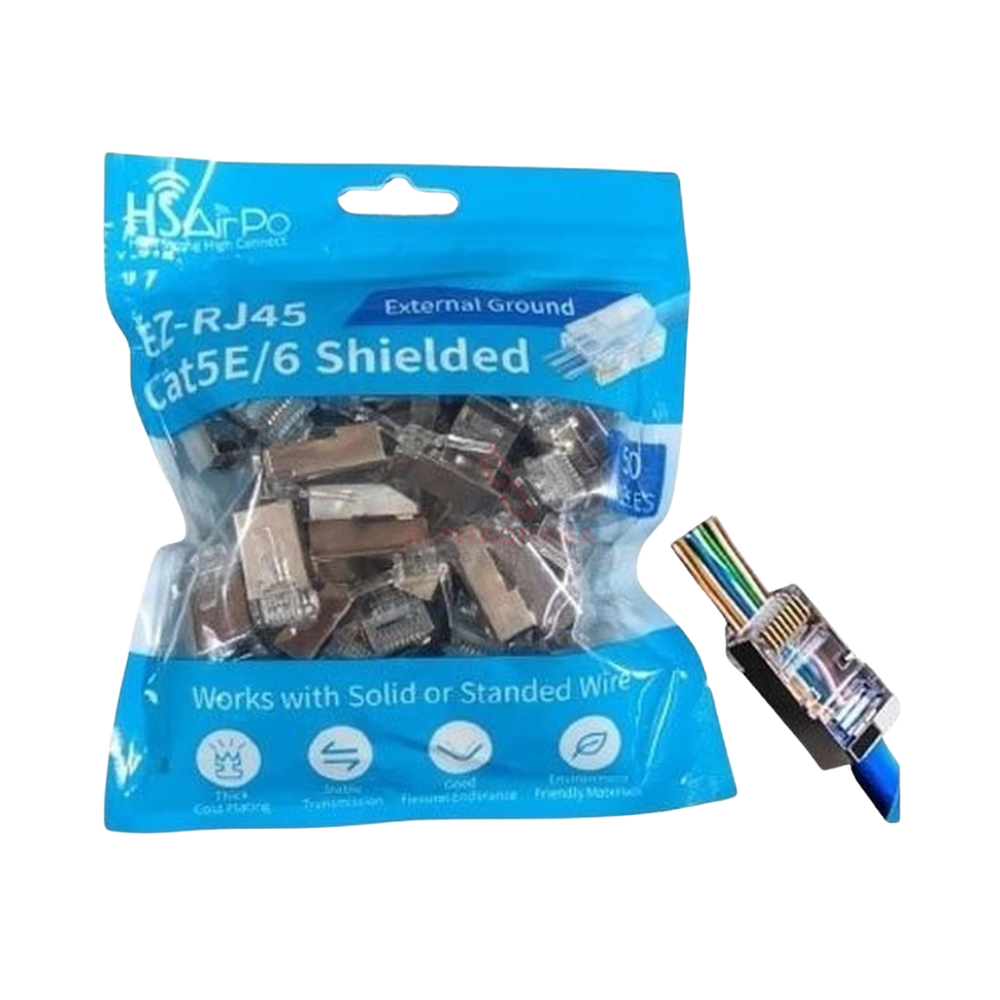 HSAIRPO CONNECTOR RJ45 EZ CAT5 / CAT6 EZRC5EF Plug LAN UTP Pass Through