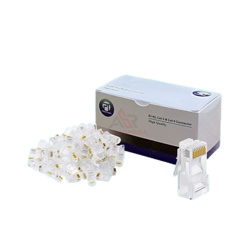 PROFFTECH CONNECTOR UTP RJ45 CAT6 PLASTIC ISI 100 PCS – Konektor LAN Ethernet Berkualitas Stabil untuk Kabel Jaringan Internet