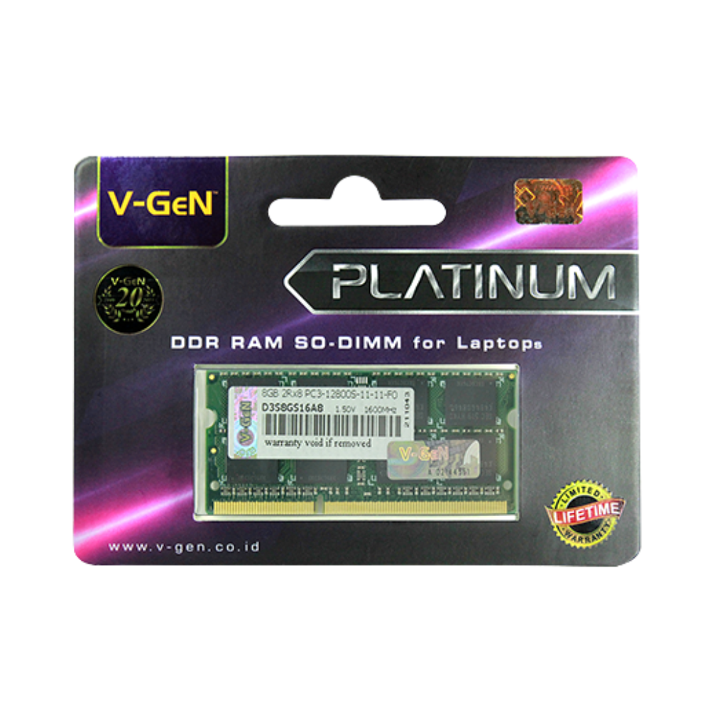 RAM V-GEN DDR3L 1333Mhz Laptop Memory SO-DIMM Low Voltage BARANG ORI GARANSI RESMI
