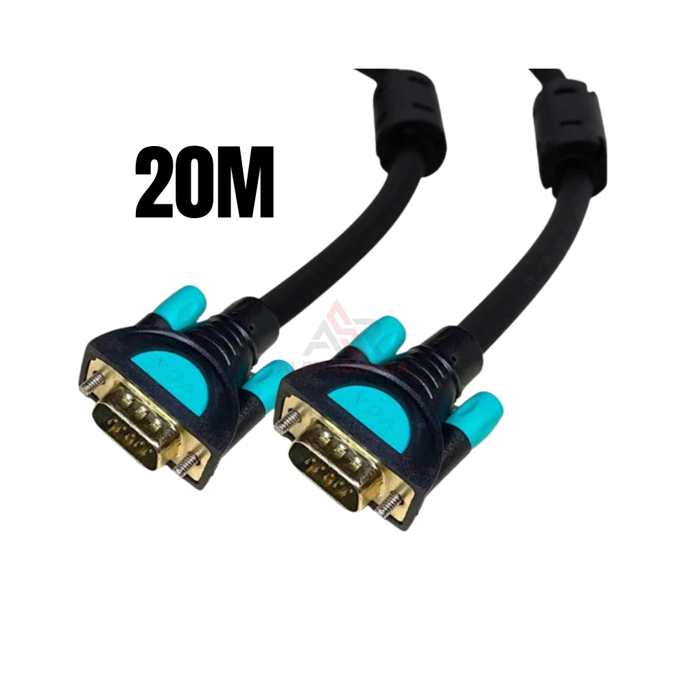 PROFFTECH CABLE VGA 20M GOLD – Kabel Monitor VGA Premium Gold Plated Extra Panjang, Gambar Stabil Anti Noise untuk PC, Monitor & Proyektor