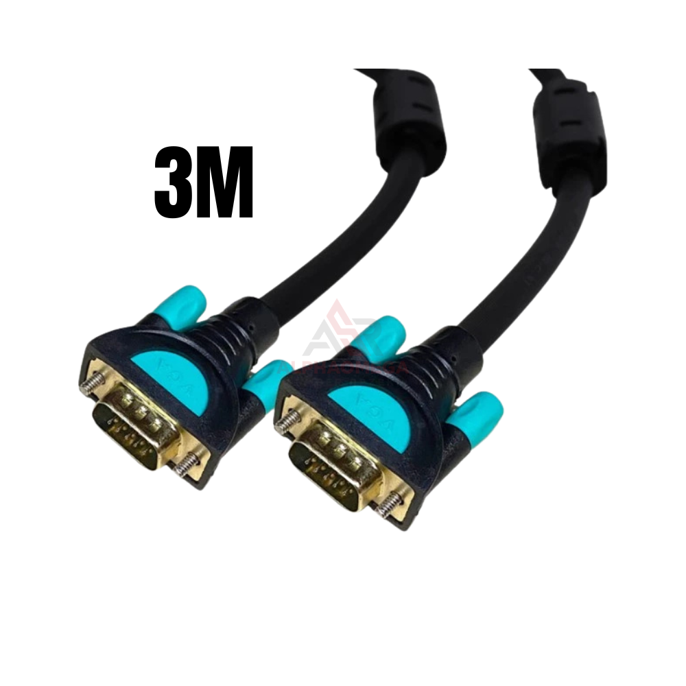 PROFFTECH CABLE VGA 3M GOLD – Kabel Monitor VGA Premium Gold Plated, Gambar Jernih Stabil Anti Noise untuk PC, Monitor & Proyektor