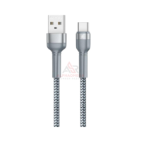 REMAX CABLE DATA TYPE-C JANY 1M RC-124A SILVER – Kabel Charger USB Type-C Fast Charging 2.4A, Kabel Data Braided Aluminium Alloy Premium