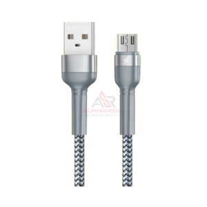 REMAX CABLE DATA MICRO JANY RC-124M SILVER – Kabel Charger Micro USB Fast Charging 2.4A, Kabel Data Braided Aluminium Alloy 1M Tahan Lama