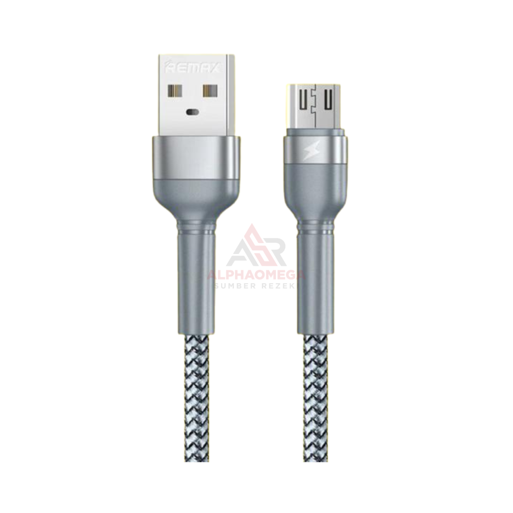 REMAX CABLE DATA IPHONE JANY 1M RC-124I SILVER – Kabel Charger Lightning Fast Charging 2.4A, Kabel Data iPhone Braided Aluminium Alloy Premium