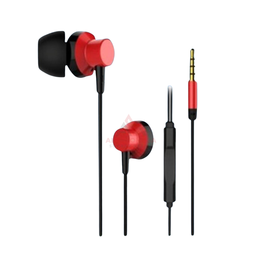 REMAX EARPHONE RM-512 RED – Earphone Kabel 3.5mm Heavy Bass HD Microphone, In-Ear Metal Earphone dengan Volume Control