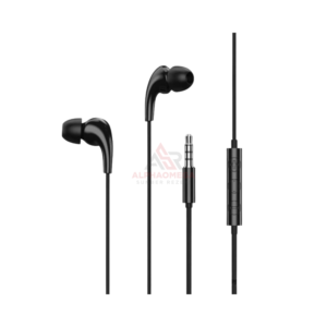 REMAX EARPHONE RW-108 BLACK – Earphone Kabel 3.5mm In-Ear Stereo HD Microphone, Headset Musik Bass dengan Kontrol Tombol