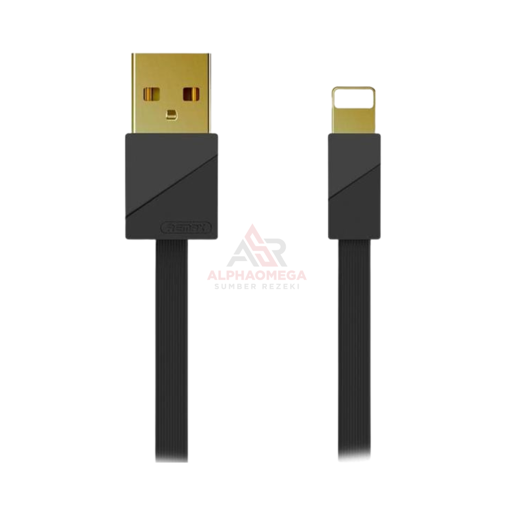 REMAX QUICK CHARGING GOLD PLATING BLADE CABLE IPHONE RC-048i – Kabel Charger Lightning Fast Charging 3A, Kabel Data 1 Meter Flat TPE Premium