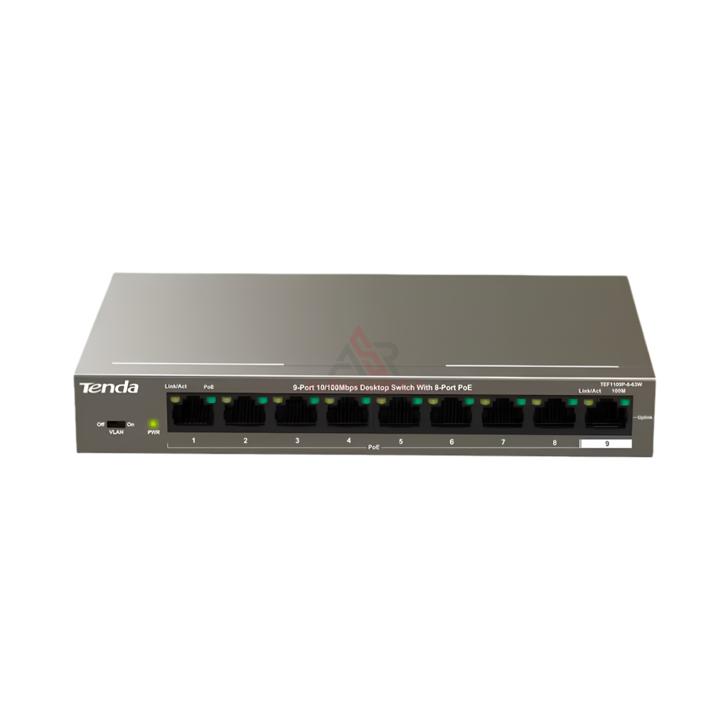 Tenda TEF1109P Switch Hub 8 Port PoE LAN CCTV IP Camera 63W