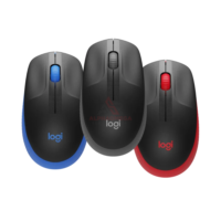 LOGITECH MOUSE WIRELESS M190 Charcoal Blue Red USB Wireless Mouse Full Size 1000 DPI Laptop PC