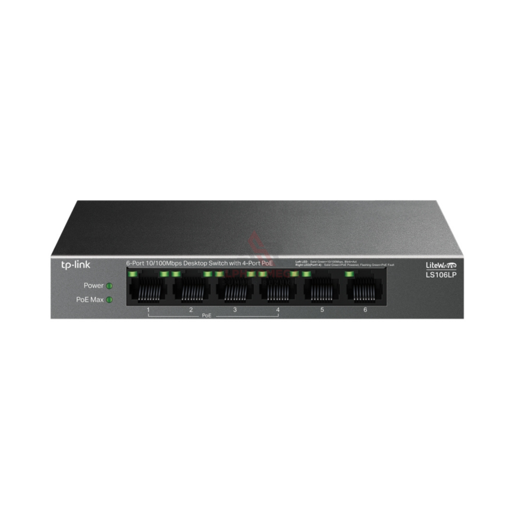TP-Link LS106LP 6-Port Switch PoE Unmanaged (4 Port PoE 41W, Extend Mode 250m)