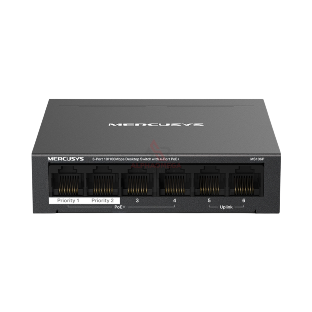 Mercusys MS106P 6-Port 10/100Mbps Desktop Switch 4-Port PoE+ 67W Metal