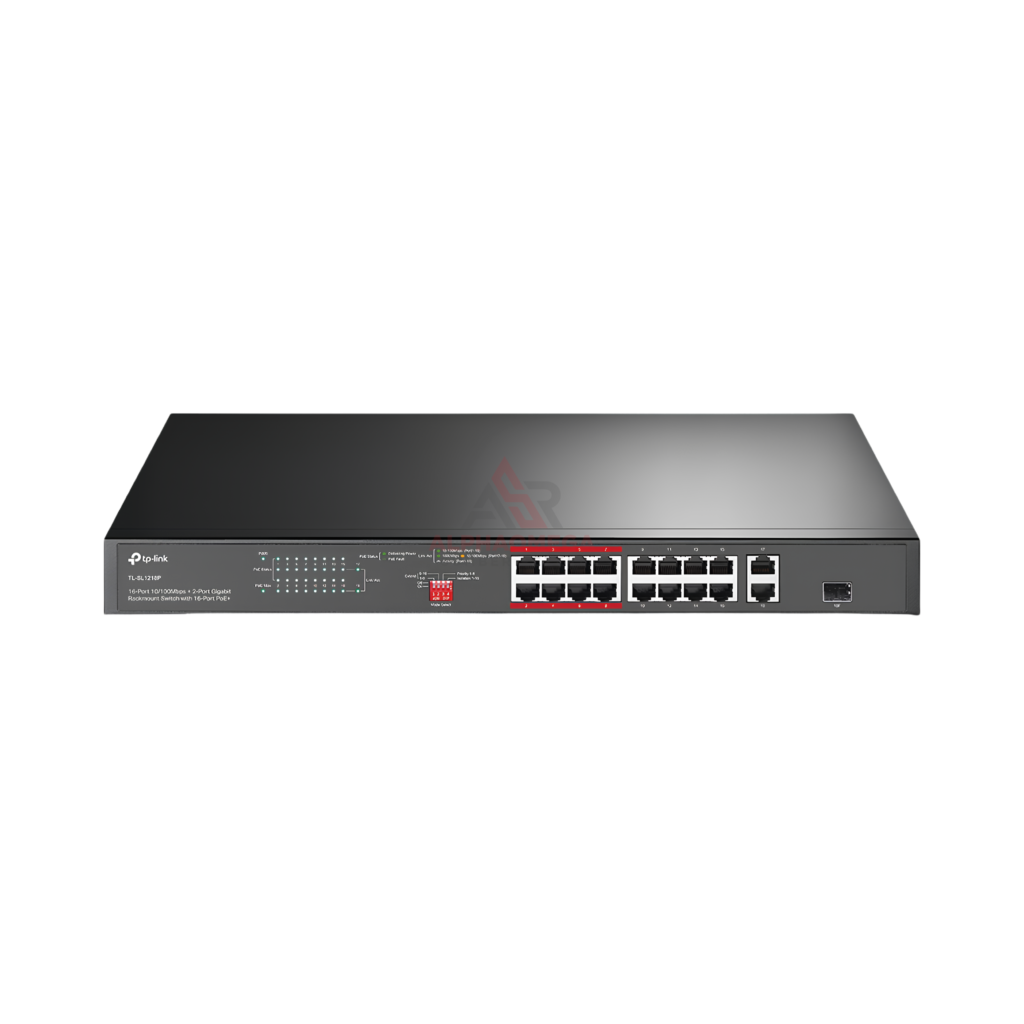 TP-Link TL-SL1218P 16-Port PoE+ Switch dengan 2 Gigabit RJ45 & 1 Combo SFP 150W Rackmount