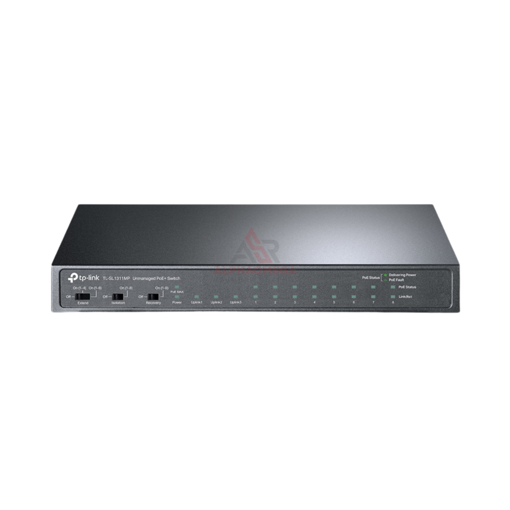 TP-Link TL-SL1311MP 8-Port PoE+ Switch dengan 2 Gigabit RJ45 & 1 Gigabit SFP 124W Casing Metal