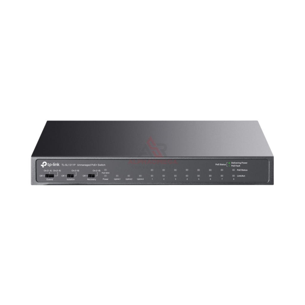 TP-Link TL-SL1311P 11-Port Switch PoE+ Unmanaged (8 Port PoE+ 65W, 2 Port Gigabit, 1 Port SFP Slot)