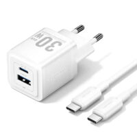 Vention Adaptor Kepala Charger 2 In 1 30W Type C + USB A White VT-FEQW0