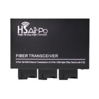 HSAirpo CM2F2E-POE Fiber Media Converter Switch 2 Fiber 2 LAN Ethernet 10/100Mbps 20KM SC - Support Passive PoE 5V-12V
