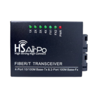 HSAirpo CM2F4E-POE Switch Fiber Optic Media Converter 2 Fiber 4 LAN RJ45 10/100Mbps 20KM SC - Support Passive PoE (A&B)