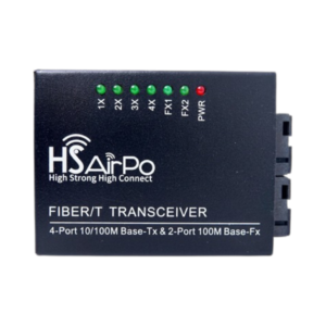 HSAirpo CM2F4E-POE Switch Fiber Optic Media Converter 2 Fiber 4 LAN RJ45 10/100Mbps 20KM SC - Support Passive PoE (A&B)