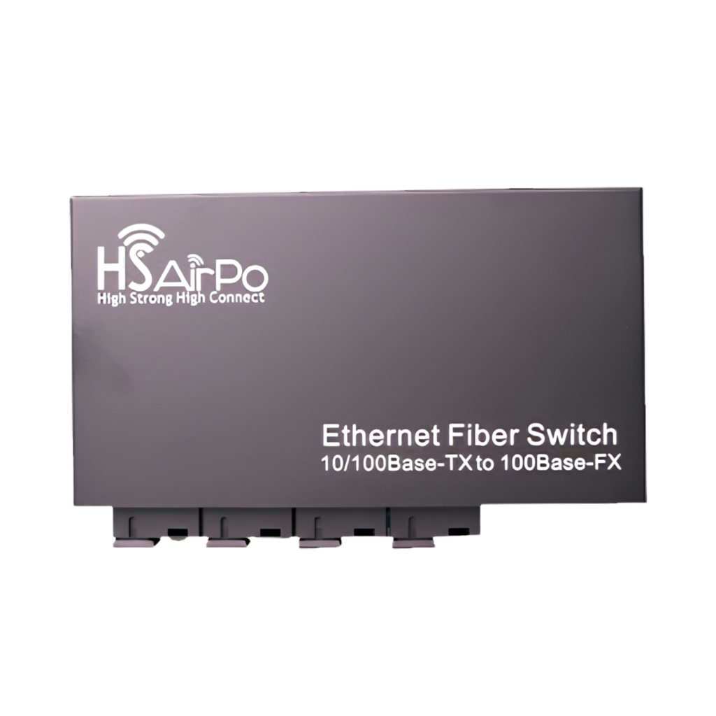 HSAirpo CM4F2E-POE Switch Fiber Optic Media Converter 4 Fiber 2 LAN RJ45 10/100Mbps 20KM SC - Support Passive PoE 5V-12V (2A & 2B)
