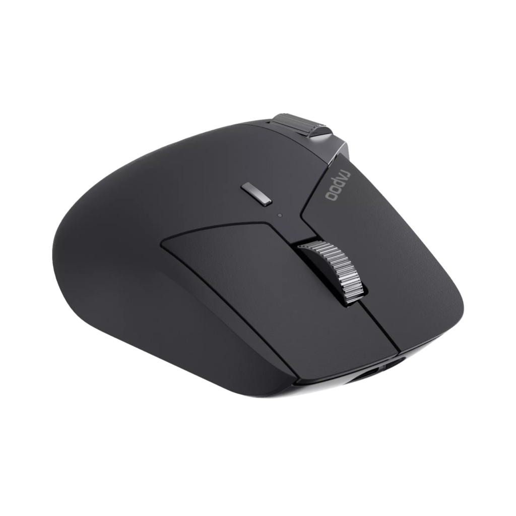 Rapoo MT760L Light Black Multi-Mode Wireless Optical Mouse Bluetooth 5.0/4.0 & 2.4GHz (4000 DPI / Aluminium Side Scroll / 800mAh Rechargeable) - Hitam Garansi Resmi