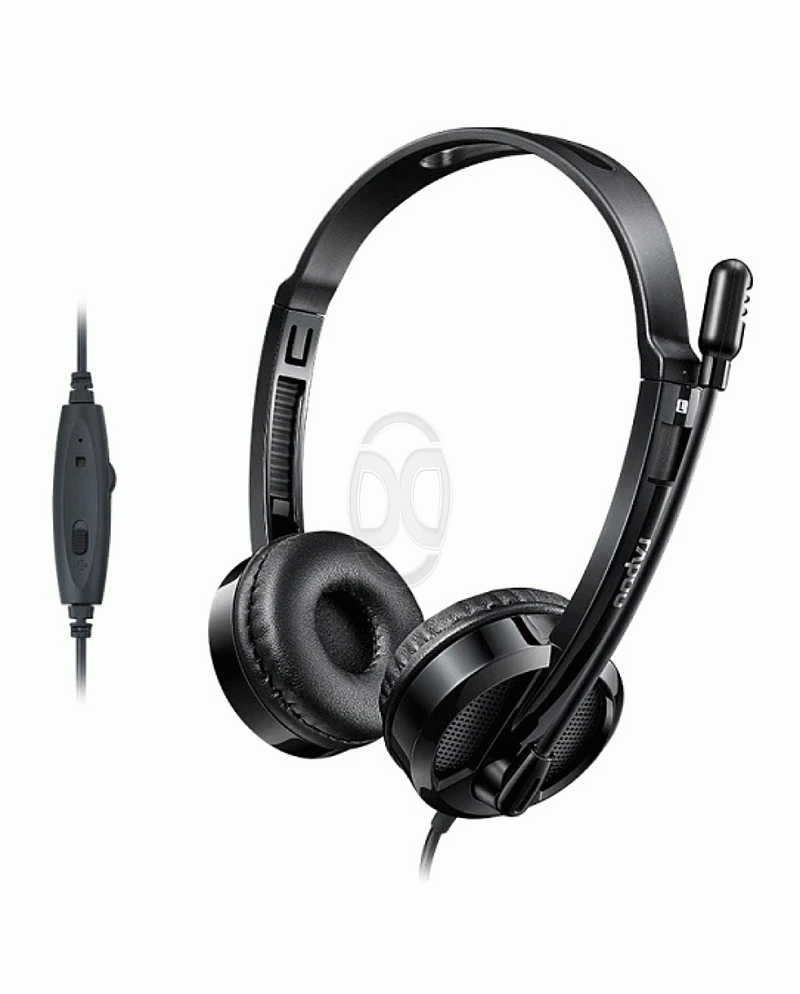 Rapoo H100 Entry-Level Wired Stereo Headset 3.5mm (Rotary Mic / In-Line Volume Control / Lightweight Design) - Garansi Resmi