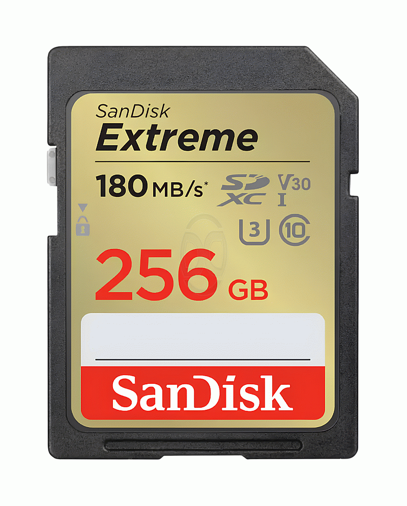SanDisk Extreme SD Card 256GB Read 180MBs Write 130MBs 4K - SDSDXVV-256G-GNCIN