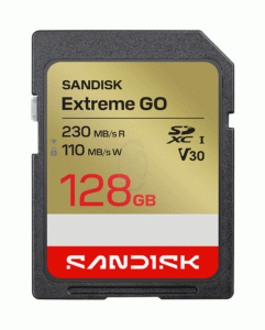 SanDisk Extreme GO SD Card 128GB Read 230MBs Write 110MBs 4K -  SDSDXGN-128G-GNCIN